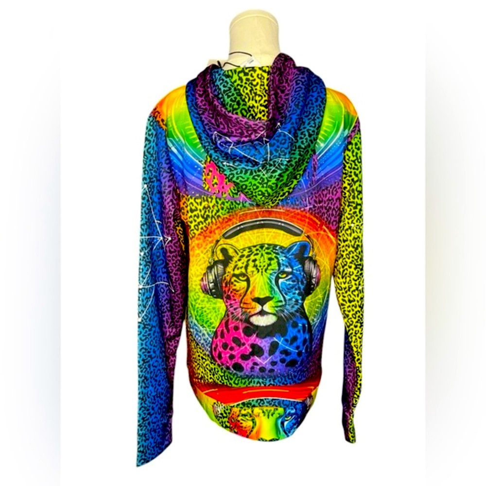 ~ NWT Phreshadelic Colorful‎ Leopard Hoodie Women’s Medium